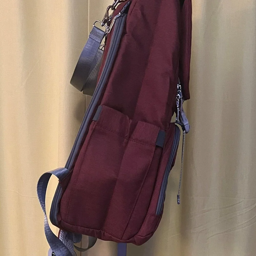 HWJF Maroon Backpack Diaper Bag Customized with Ghostbuster Patch